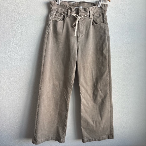 PAIGE Carly Pant High Rise Crop Wide Leg Jean Drawstring Trousers Moss Size 28 - Picture 2 of 13